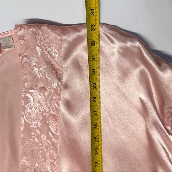 Victoria's Secret Gold Label Pink Satin Jacquard Short Robe and Cami Set Large